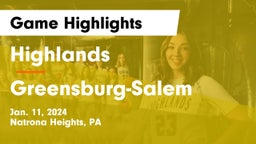 Highlands  vs Greensburg-Salem  Game Highlights - Jan. 11, 2024
