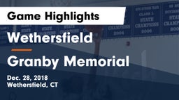 Wethersfield  vs Granby Memorial  Game Highlights - Dec. 28, 2018