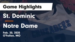 St. Dominic  vs Notre Dame  Game Highlights - Feb. 20, 2020