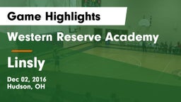 Western Reserve Academy vs Linsly  Game Highlights - Dec 02, 2016