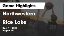 Northwestern  vs Rice Lake  Game Highlights - Dec. 11, 2018