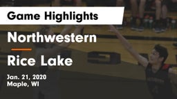 Northwestern  vs Rice Lake  Game Highlights - Jan. 21, 2020