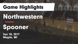 Northwestern  vs Spooner  Game Highlights - Jan 18, 2017