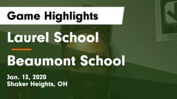 Laurel School vs Beaumont School Game Highlights - Jan. 13, 2020