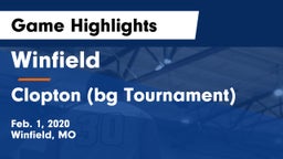 Winfield  vs Clopton (bg Tournament) Game Highlights - Feb. 1, 2020