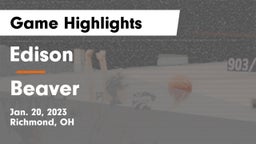 Edison  vs Beaver  Game Highlights - Jan. 20, 2023
