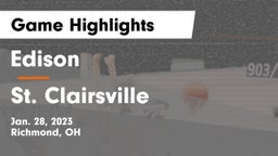 Edison  vs St. Clairsville  Game Highlights - Jan. 28, 2023