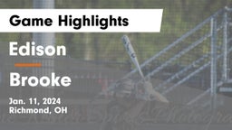 Edison  vs Brooke  Game Highlights - Jan. 11, 2024