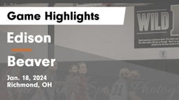 Edison  vs Beaver  Game Highlights - Jan. 18, 2024