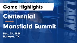 Centennial  vs Mansfield Summit  Game Highlights - Dec. 29, 2020