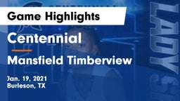 Centennial  vs Mansfield Timberview  Game Highlights - Jan. 19, 2021