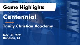 Centennial  vs Trinity Christian Academy  Game Highlights - Nov. 30, 2021