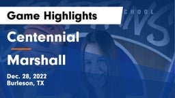 Centennial  vs Marshall  Game Highlights - Dec. 28, 2022
