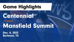 Centennial  vs Mansfield Summit  Game Highlights - Dec. 8, 2023