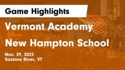 Vermont Academy vs New Hampton School  Game Highlights - Nov. 29, 2023