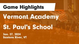 Vermont Academy vs St. Paul's School Game Highlights - Jan. 27, 2024