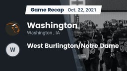 Recap: Washington  vs. West Burlington/Notre Dame 2021