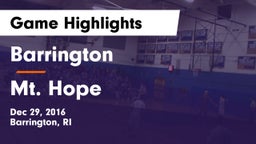 Barrington  vs Mt. Hope Game Highlights - Dec 29, 2016