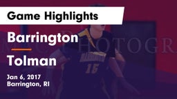 Barrington  vs Tolman  Game Highlights - Jan 6, 2017