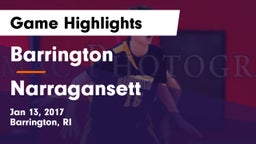 Barrington  vs Narragansett  Game Highlights - Jan 13, 2017