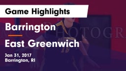 Barrington  vs East Greenwich  Game Highlights - Jan 31, 2017