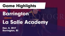 Barrington  vs La Salle Academy Game Highlights - Dec. 8, 2017