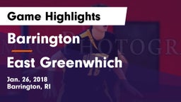 Barrington  vs East Greenwhich Game Highlights - Jan. 26, 2018