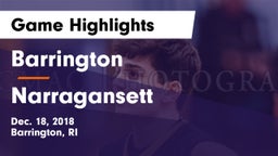 Barrington  vs Narragansett  Game Highlights - Dec. 18, 2018