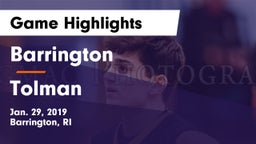 Barrington  vs Tolman Game Highlights - Jan. 29, 2019