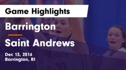 Barrington  vs Saint Andrews Game Highlights - Dec 13, 2016