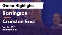 Barrington  vs Cranston East Game Highlights - Jan 16, 2017