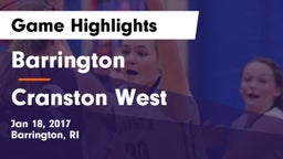 Barrington  vs Cranston West Game Highlights - Jan 18, 2017
