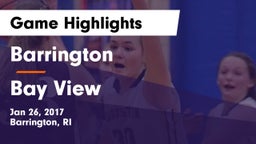 Barrington  vs Bay View Game Highlights - Jan 26, 2017