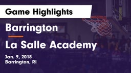 Barrington  vs La Salle Academy Game Highlights - Jan. 9, 2018