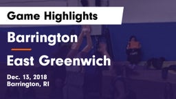 Barrington  vs East Greenwich  Game Highlights - Dec. 13, 2018