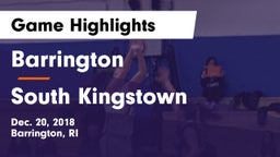 Barrington  vs South Kingstown Game Highlights - Dec. 20, 2018