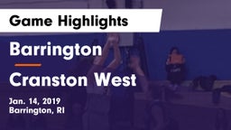 Barrington  vs Cranston West  Game Highlights - Jan. 14, 2019