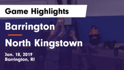 Barrington  vs North Kingstown  Game Highlights - Jan. 18, 2019