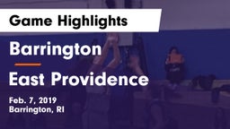 Barrington  vs East Providence  Game Highlights - Feb. 7, 2019