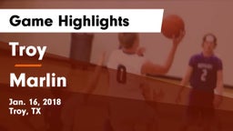 Troy  vs Marlin  Game Highlights - Jan. 16, 2018