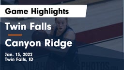 Twin Falls  vs Canyon Ridge  Game Highlights - Jan. 13, 2022