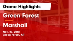 Green Forest  vs Marshall  Game Highlights - Nov. 27, 2018