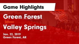 Green Forest  vs Valley Springs Game Highlights - Jan. 22, 2019