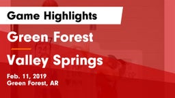 Green Forest  vs Valley Springs Game Highlights - Feb. 11, 2019
