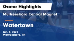 Murfreesboro Central Magnet vs Watertown  Game Highlights - Jan. 5, 2021