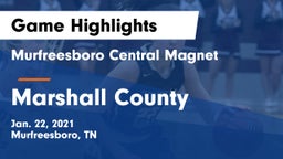 Murfreesboro Central Magnet vs Marshall County  Game Highlights - Jan. 22, 2021