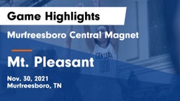 Murfreesboro Central Magnet vs Mt. Pleasant  Game Highlights - Nov. 30, 2021
