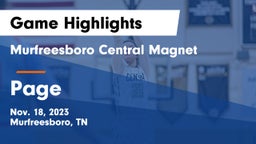 Murfreesboro Central Magnet vs Page  Game Highlights - Nov. 18, 2023