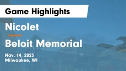 Nicolet  vs Beloit Memorial  Game Highlights - Nov. 14, 2023