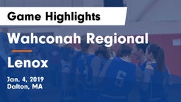 Wahconah Regional  vs Lenox Game Highlights - Jan. 4, 2019